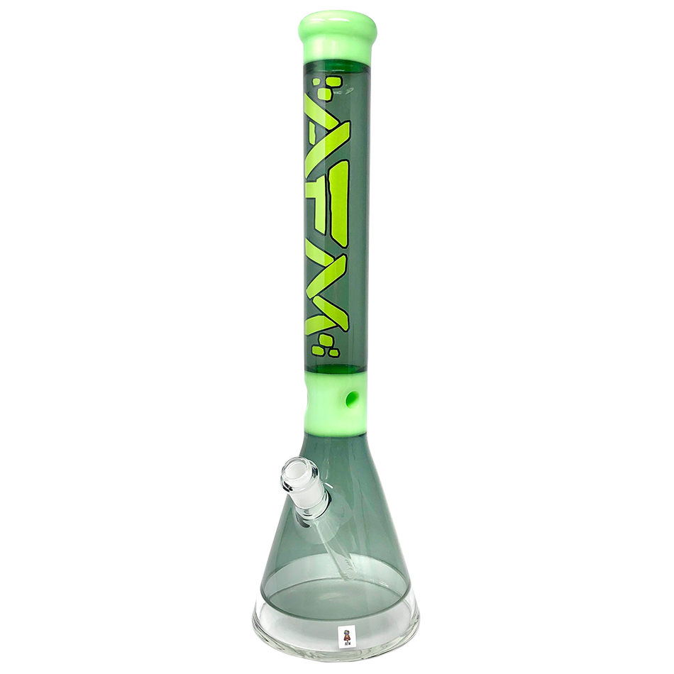 18″ AFM Pulsar Smokey & Slime Color Glass Beaker Bong