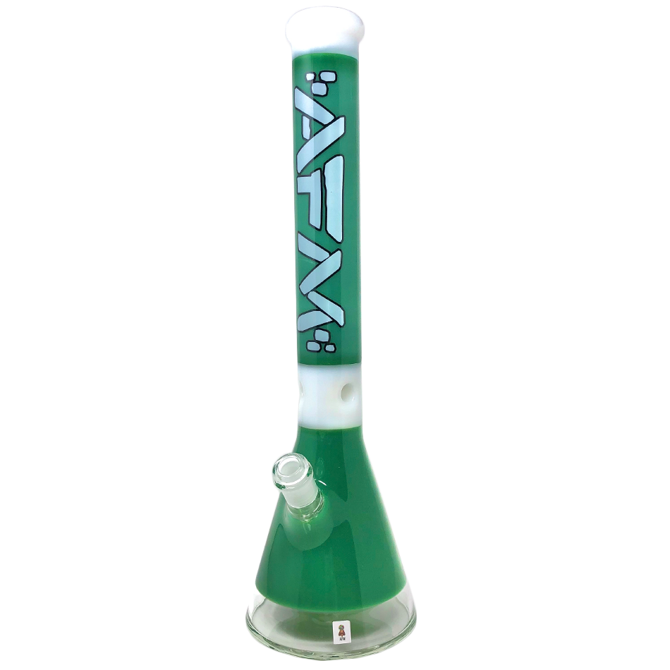 18″ AFM Pulsar Color Glass Beaker Bong, White / Green