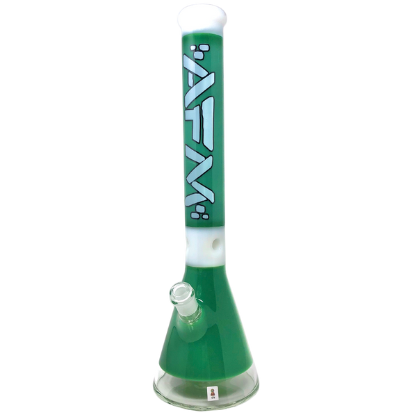 18″ AFM Pulsar Color Glass Beaker Bong, White / Green