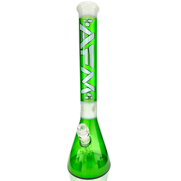 18" AFM Pulsar Color Glass Beaker Bong, Forest Green / Ivory