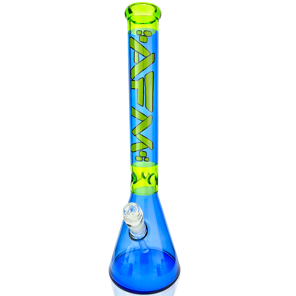 18" AFM Pulsar Color Glass Beaker Bong, Ink Blue / Lime
