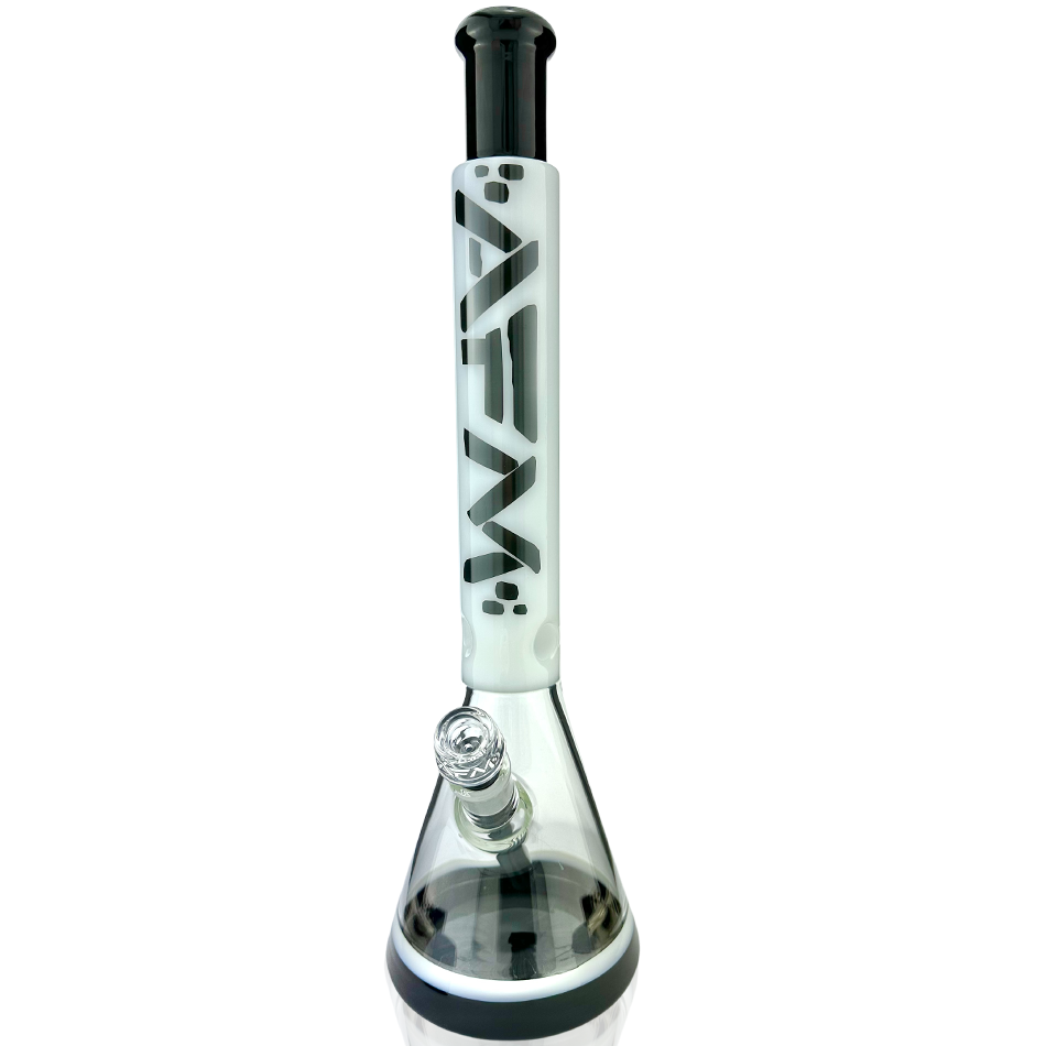 18" AFM Quasar Glass Beaker Bong, Black / White