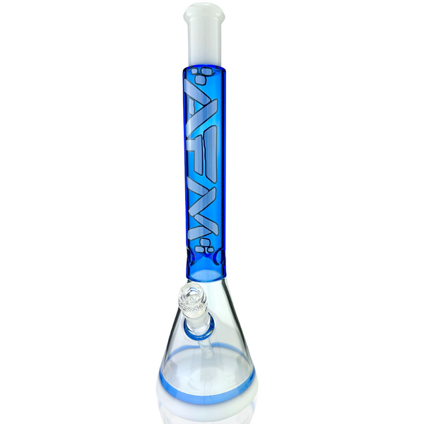 18″ AFM Quasar Color Glass Beaker Bong, White / Blue