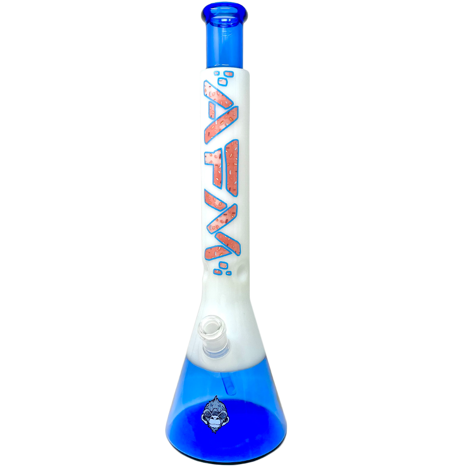 18" AFM Donuts Quasar Glass Beaker Bong / Blue & White