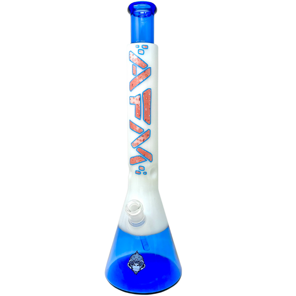 18" AFM Donuts Quasar Glass Beaker Bong / Blue & White