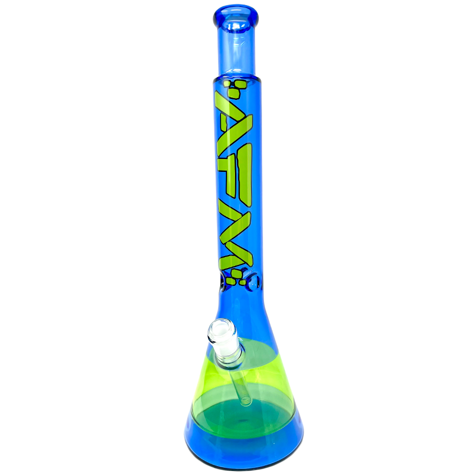 18" AFM Quasar Glass Beaker Bong, Lime/ Blue