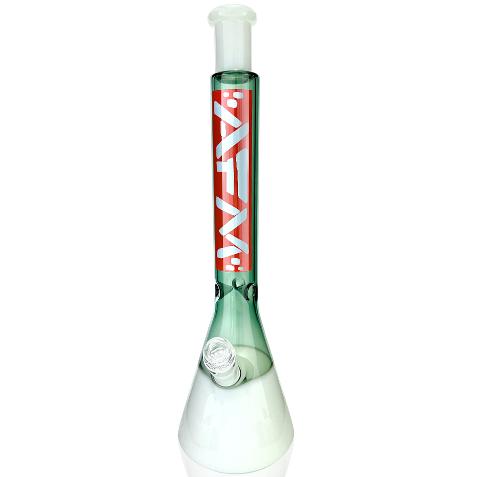 18" AFM Red Label Quasar Color Glass Beaker Bong, Smokey/ Ivory