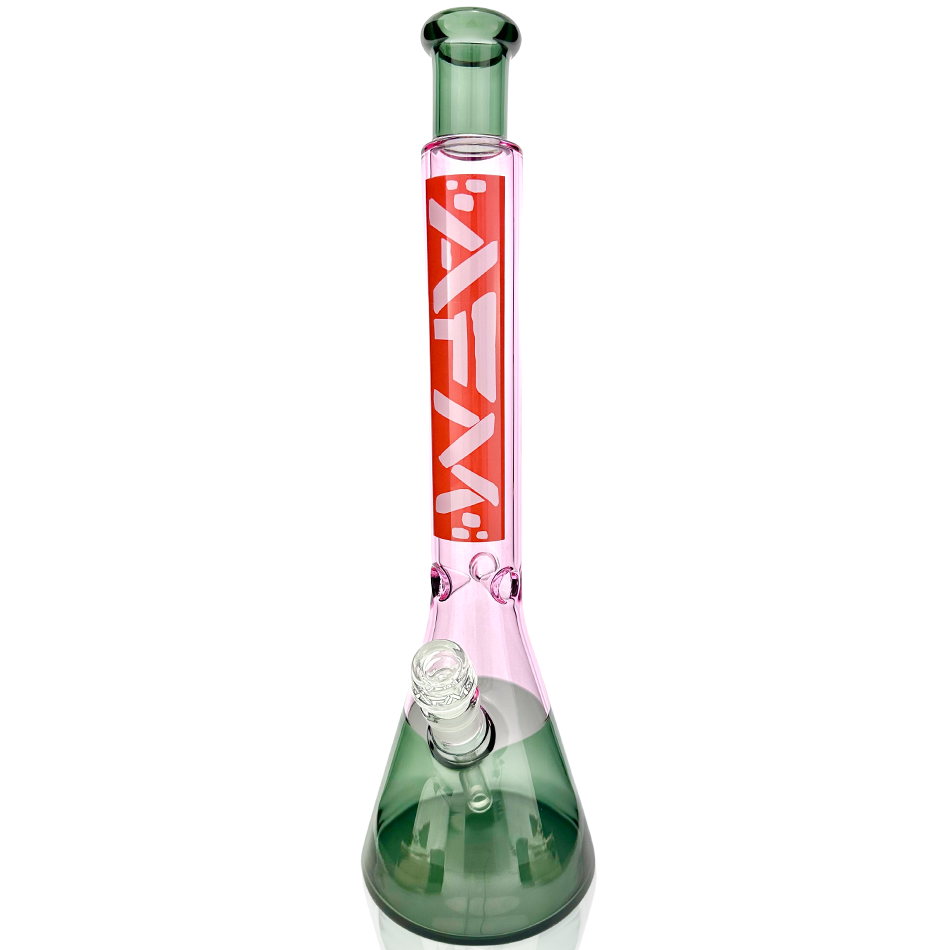 18" AFM Red Label Quasar Glass Beaker Bong, Smokey/ Ivory