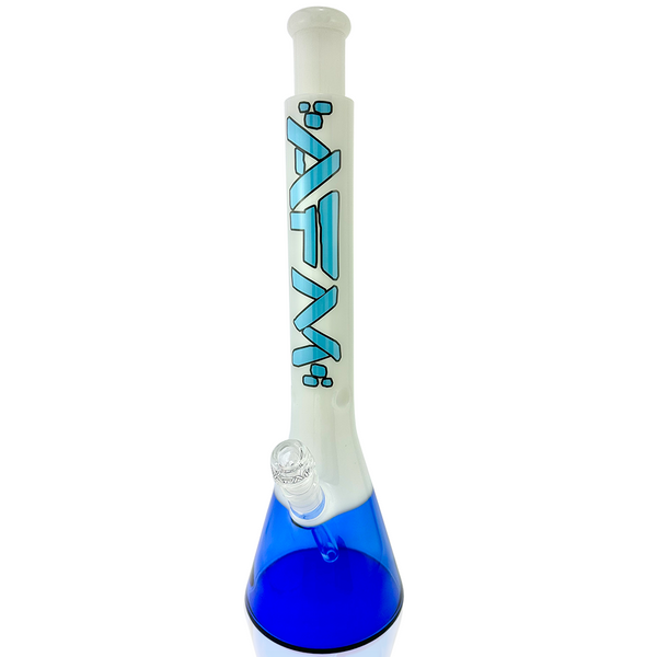 18" AFM Quasar Glass Beaker Bong, Ivory/ Ink Blue