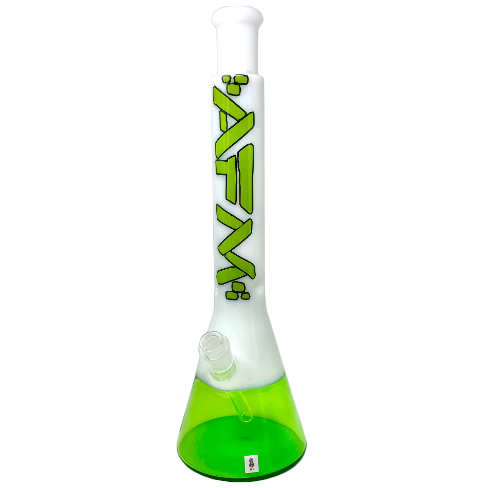18" AFM Quasar Glass Beaker Bong, Ivory / Lime