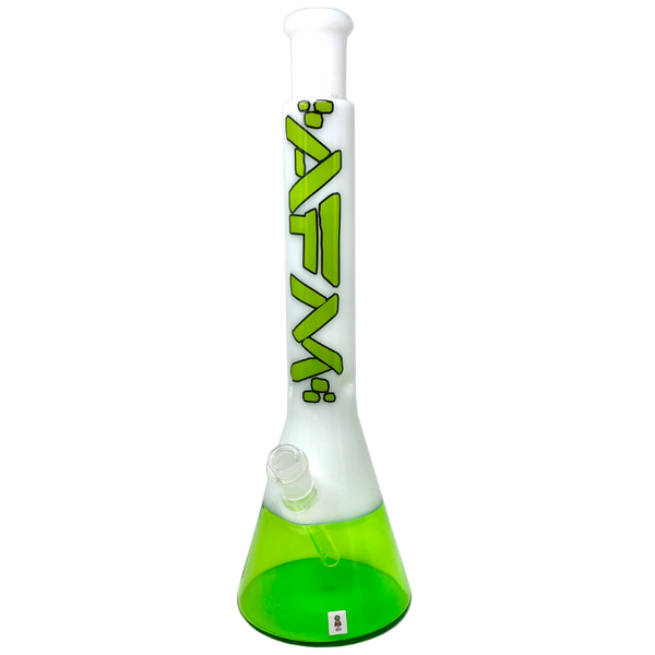 18" AFM Quasar Glass Beaker Bong, Ivory / Lime