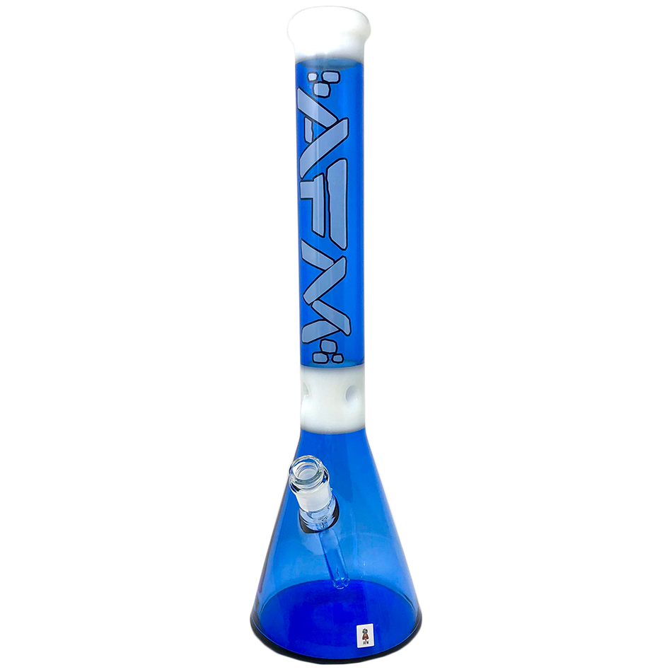18" AFM Quasar Glass Beaker Bong, White / Blue