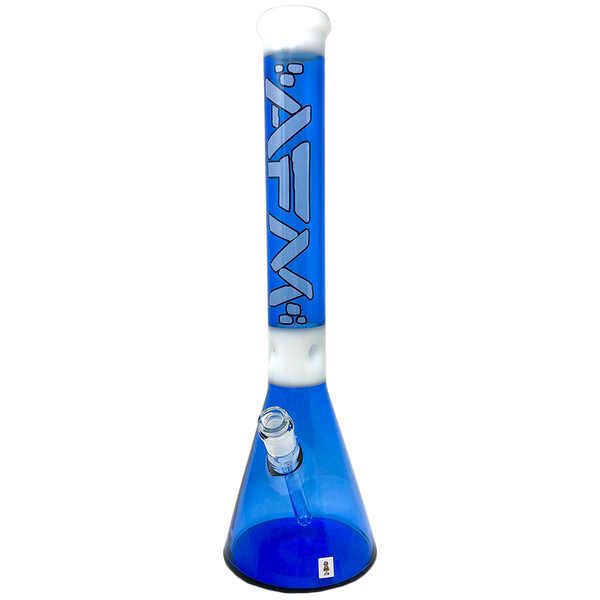 18" AFM Quasar Glass Beaker Bong, White / Blue