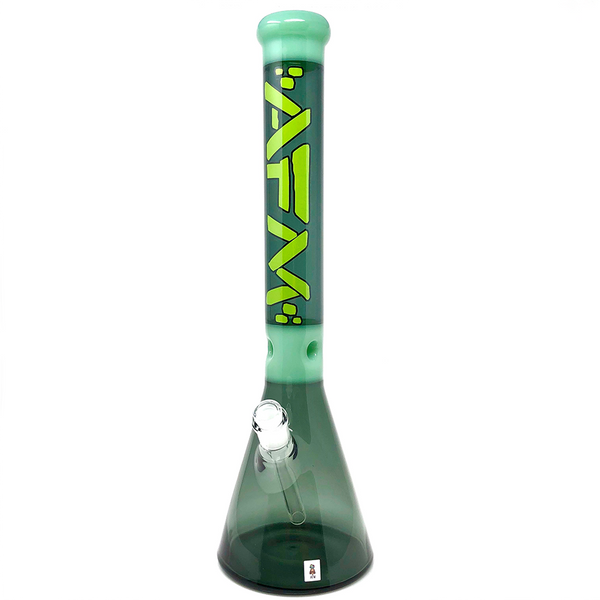 18" AFM Pulsar Color Glass Beaker Bong, Smokey / Mint