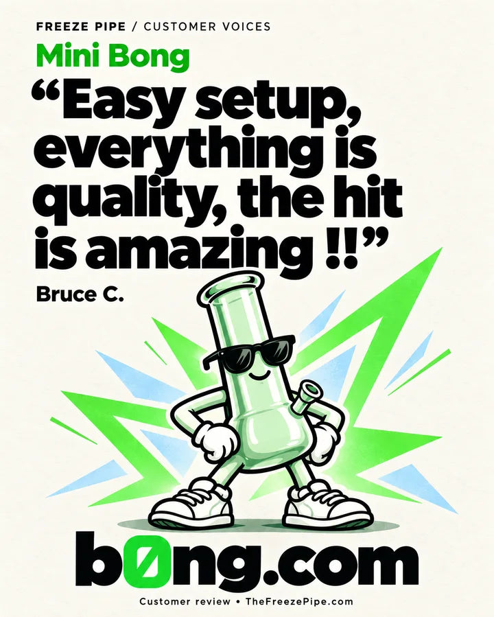 “Easy setup, everything is quality, the hit is amazing !!” — Bruce C., Mini Bong customer review
